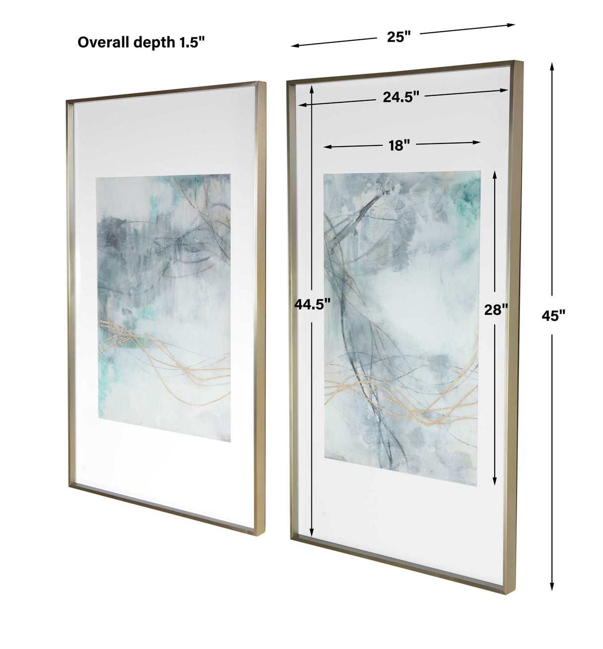 Undulating Oro - Abstract Prints, Set Of 2 - Blue
