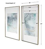 Undulating Oro - Abstract Prints, Set Of 2 - Blue