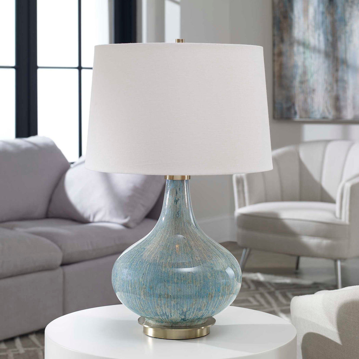 Celinda - Glass Lamp - Blue Gray