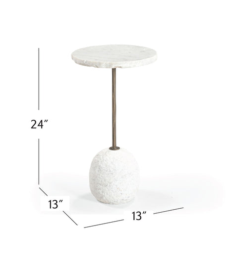 Aeirith - Accent Table - Natural Edge White Marble / Antique Brass