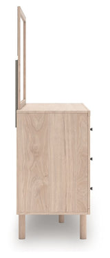 Arloster - 4 Pc. - Full Panel Storage Bed, Dresser, Mirror And Nightstand - Tan