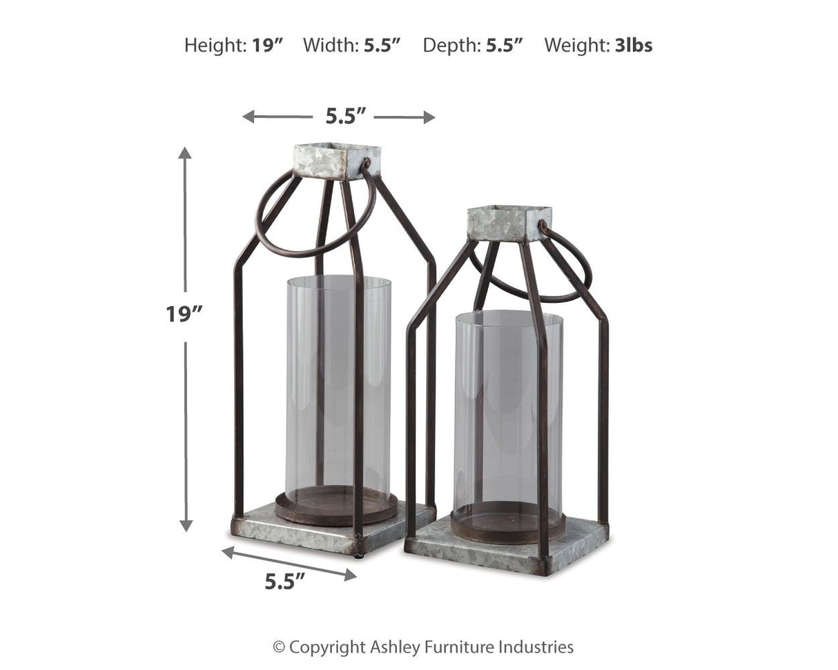 Diedrick - Lantern Set (Set of 2) - Gray / Black