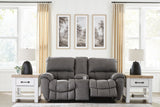 Bakerstein - Power Reclining Loveseat/Console/Adjustable Headrest - Galaxy
