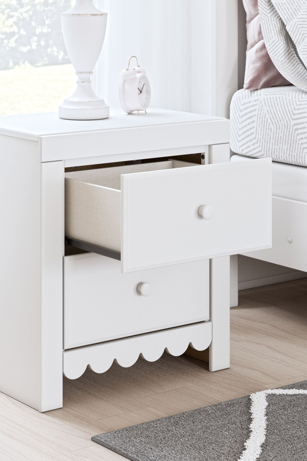 Mollviney - Two Drawer Night Stand - White