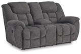 Foreside - Dbl Reclining Loveseat with Console - Charcoal