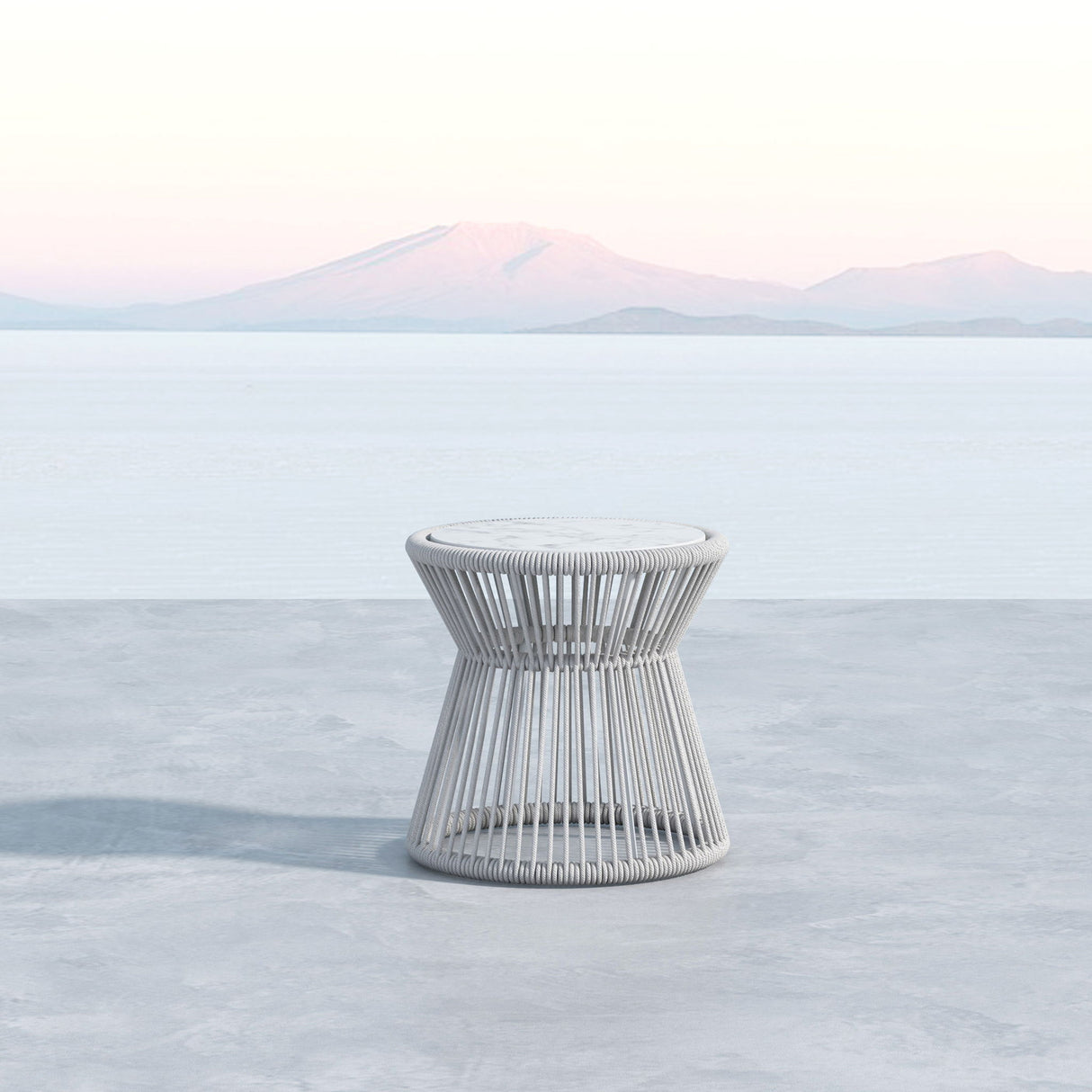 Miami - End Table With Honed Carrara Marble Top - Frost