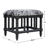 Rancho - Faux Cow Hide Small Bench - Black