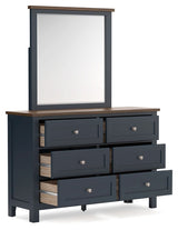 Landocken - Dresser and Mirror - Brown / Blue