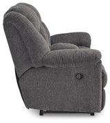 Foreside - Dbl Reclining Loveseat with Console - Charcoal