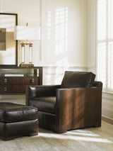 Tower Place - Edgemere Leather Ottoman - Dark Gray