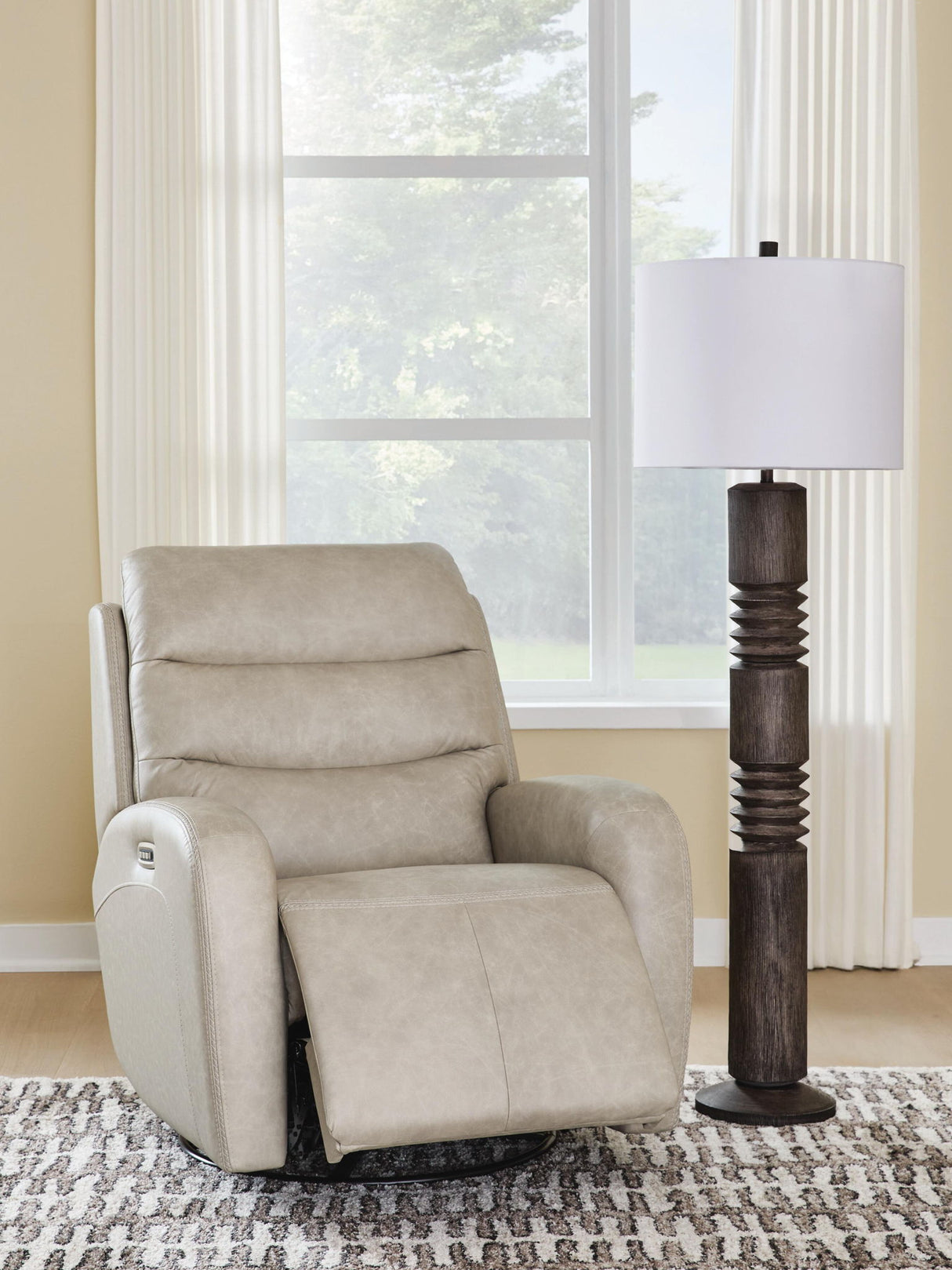 Motion-Max - Swivel Glider Power Recliner - Stonewash