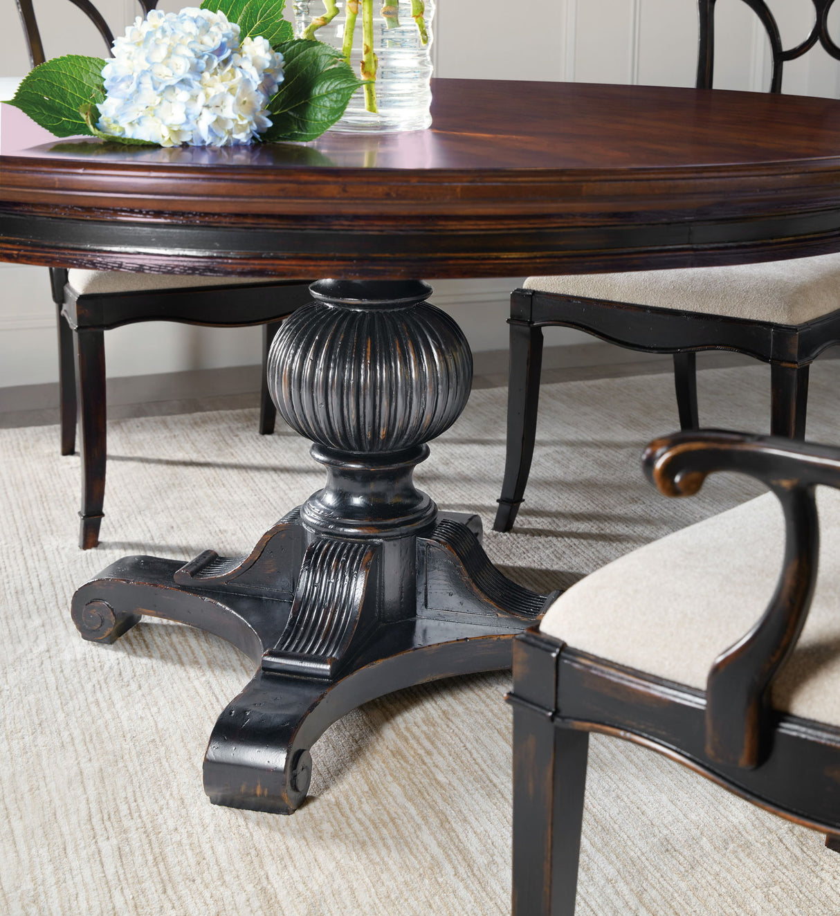 Charleston - Round Pedestal Dining Table With 1-20in leaf - Dark Brown