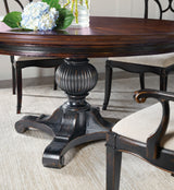 Charleston - Round Pedestal Dining Table With 1-20in leaf - Dark Brown
