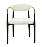 Jenson - White Dining Chair - Semi-Gloss Black /Brushed Gold / Ivory Boucle
