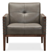 CC - Carverdale Leather Club Chair With Wood Frame