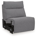 Modmax II - 8-Piece Power Reclining Sectional With LAF Press Back Power Chaise And Console - Salt And Pepper