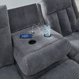 Observation - Reclining Power Sofa With Drop Down Table - Steel