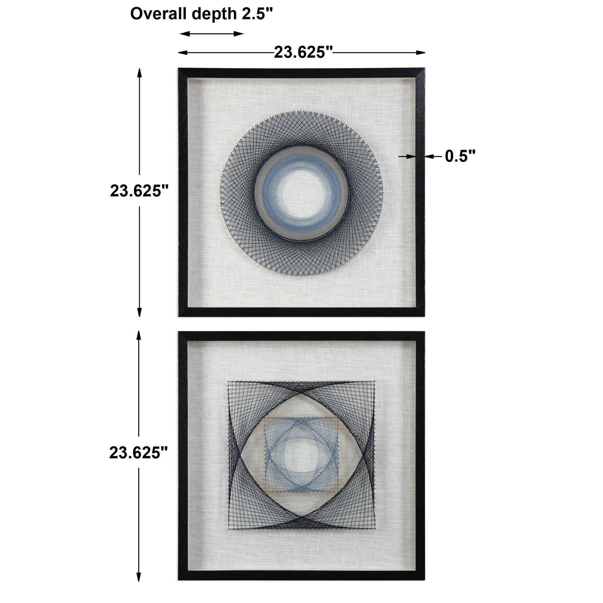String Duet - Geometric Art, Set Of 2 - Black
