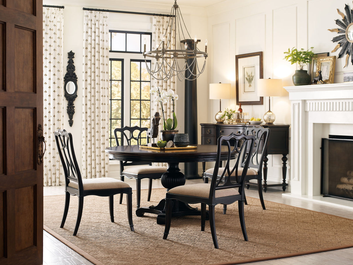 Charleston - Round Pedestal Dining Table With 1-20in leaf - Dark Brown