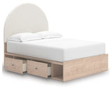 Arloster - 4 Pc. - Full Panel Storage Bed, Dresser, Mirror And Nightstand - Tan
