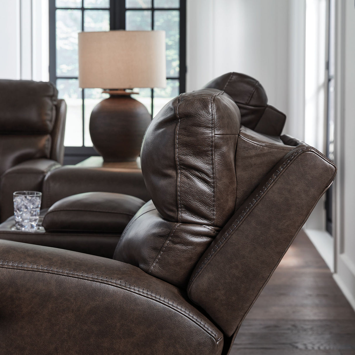 Crossplex - Smoke - Power Reclining Loveseat / Console / Adjustable Headrest
