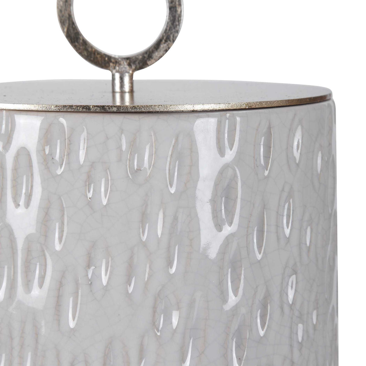 Cyprien - Ceramic Containers, Set Of 2 - Pearl Silver