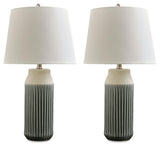 Afener - Ceramic Table Lamp (Set of 2) - Blue / Beige