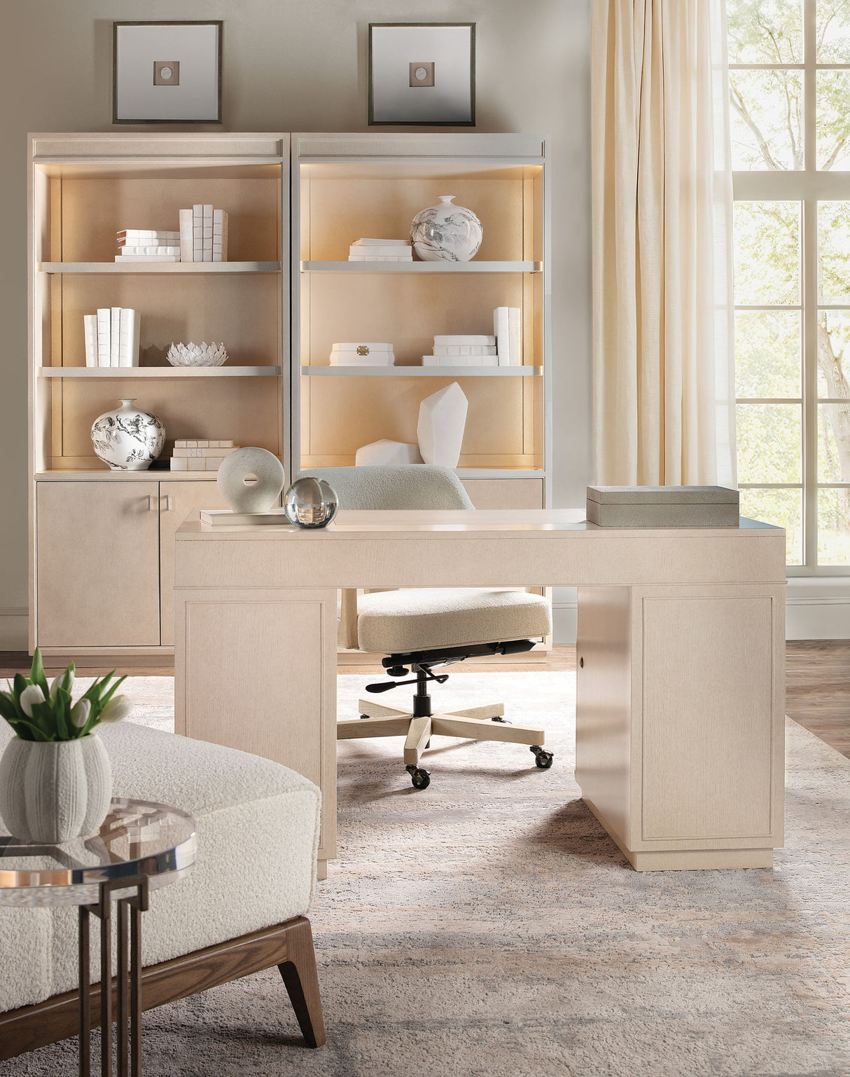 Marlowe - Knee-Hole Desk - Polished Limestone