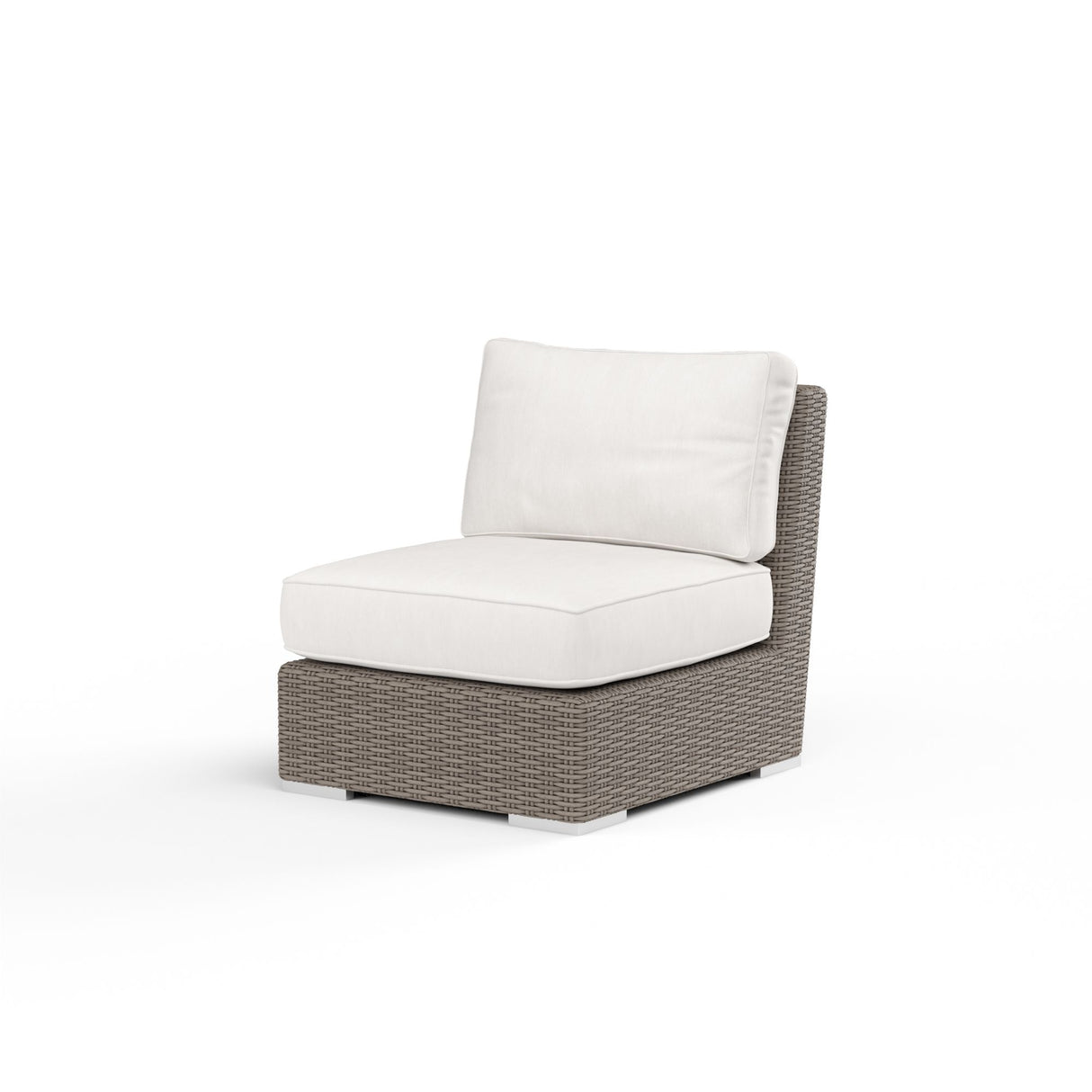 Coronado - Armless Club Chair, With Self Welt - Canvas Flax / Dark Brown