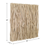 Gathered Teak - Square Bleached Wood Wall Decor - Beige