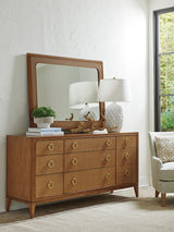 Palm Desert - Wood Framed Raffia Mirror - Dark Brown