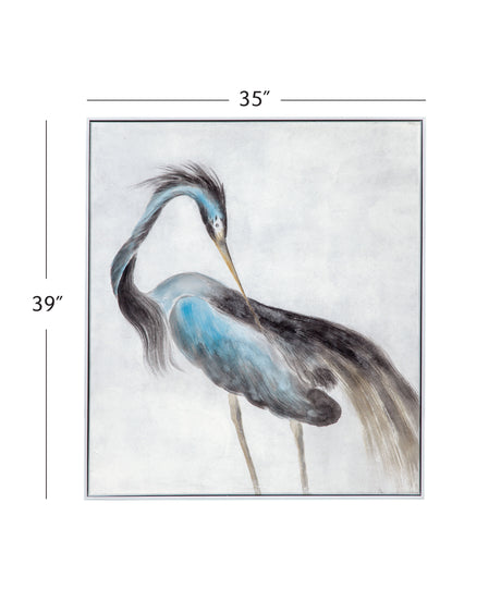 Louisiana Heron - Canvas Art - Blue / Pearl Silver