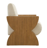 Times Up - Accent Chair - Honey Oak / Ivory Waved Print Fabric