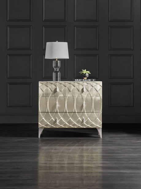 Melange - Mathilda 3-Drawer Chest - Pearl Silver