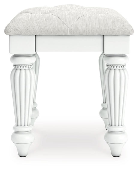 Kozlani - Vanity Upholstered Stool - White