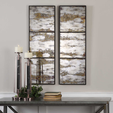 Rahila - Antiqued Mirror, Set Of 2 - Black