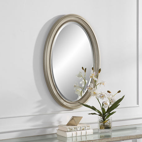 Mirror With Subtle Brown Antiquing - Metallic Silver