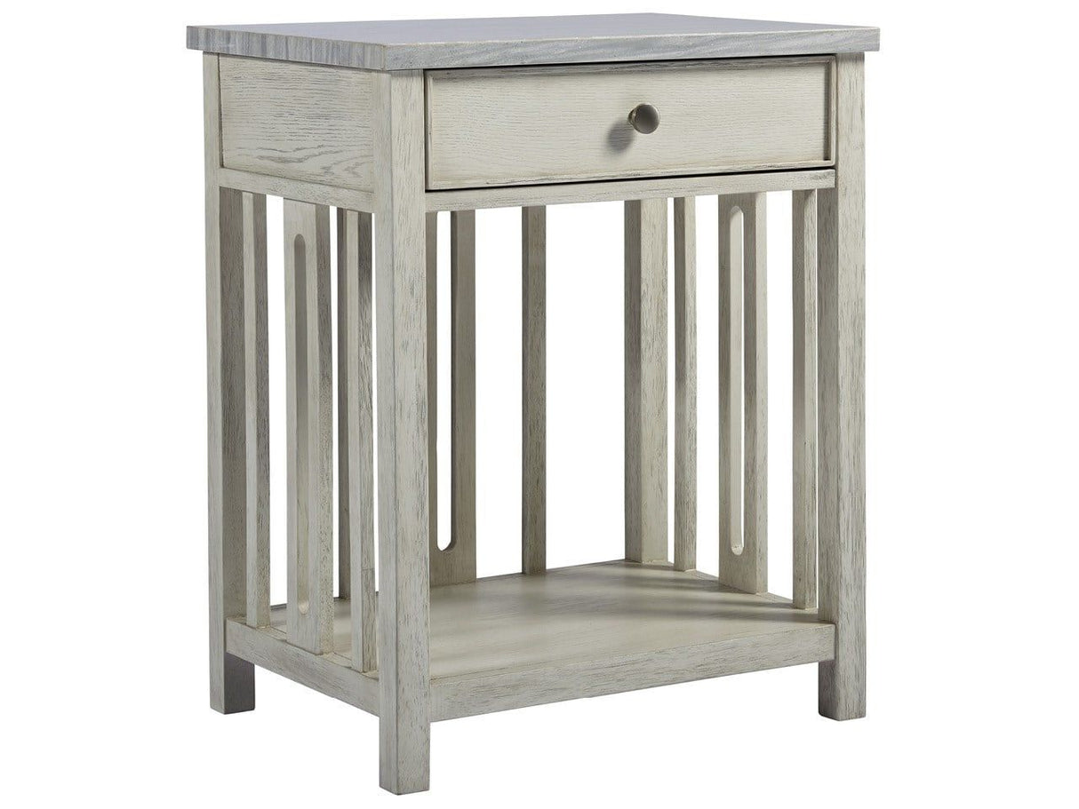 Escape - Bedside Table With Stone Top - Pearl Silver