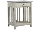 Escape - Bedside Table With Stone Top - Pearl Silver