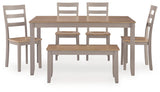 Harperfeld - Dining Room Table Set (Set of 6) - Natural / Gray