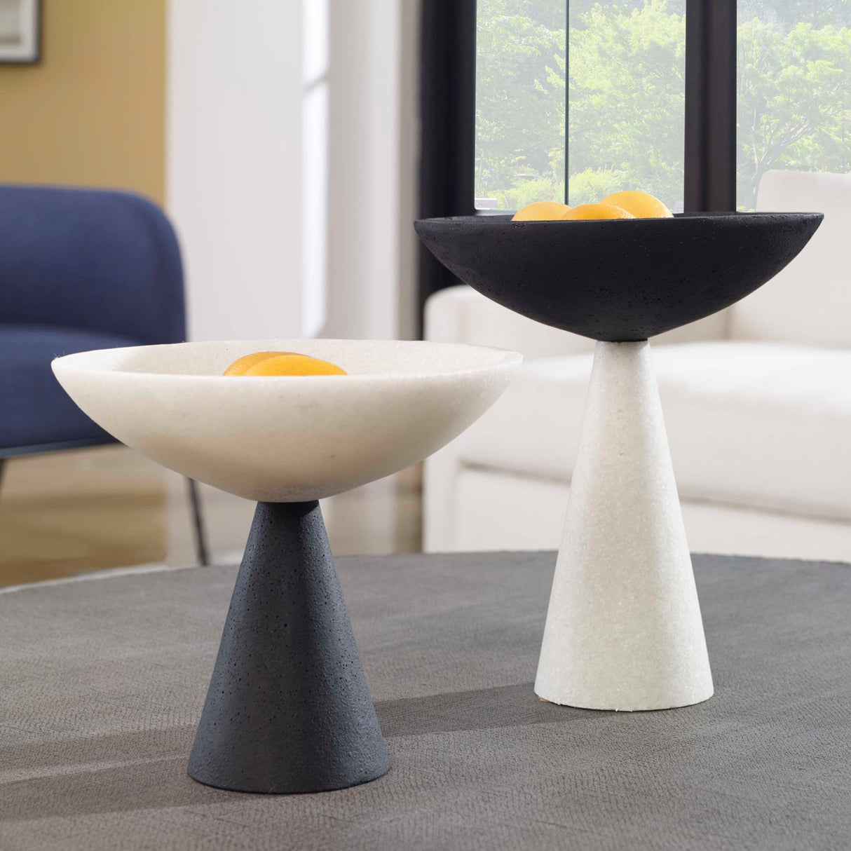Antithesis - Marble Bowls, Set Of 2 - Black & White