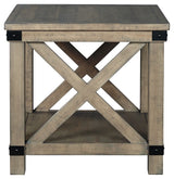 Aldwin - Gray - Rectangular End Table - Crossbuck Styling