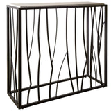 Reed - Travertine Console Table - Black & Light Brown