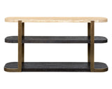 Avalon - Console Table - Bronze Metal Frame With Travertine & Espresso