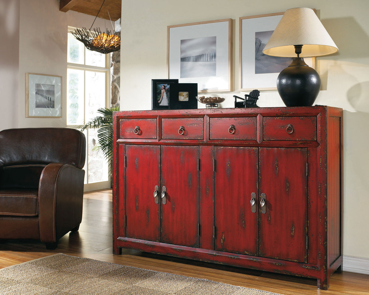 Commerce And Market - 58" Asian Cabinet - Red