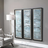 Ocean Swell - Painted Metal Art, Set Of 3 - Blue