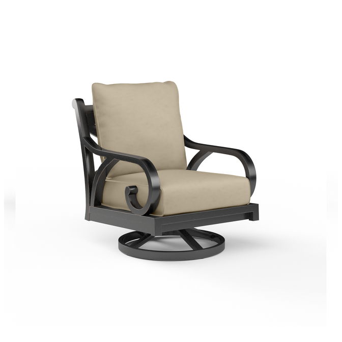 Monterey - Swivel Rocker, With Self Welt - Linen Stone / Black