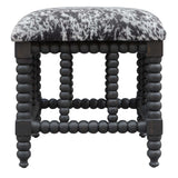 Rancho - Faux Cow Hide Small Bench - Black