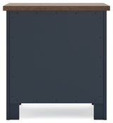 Landocken - Two Drawer Night Stand - Brown / Blue