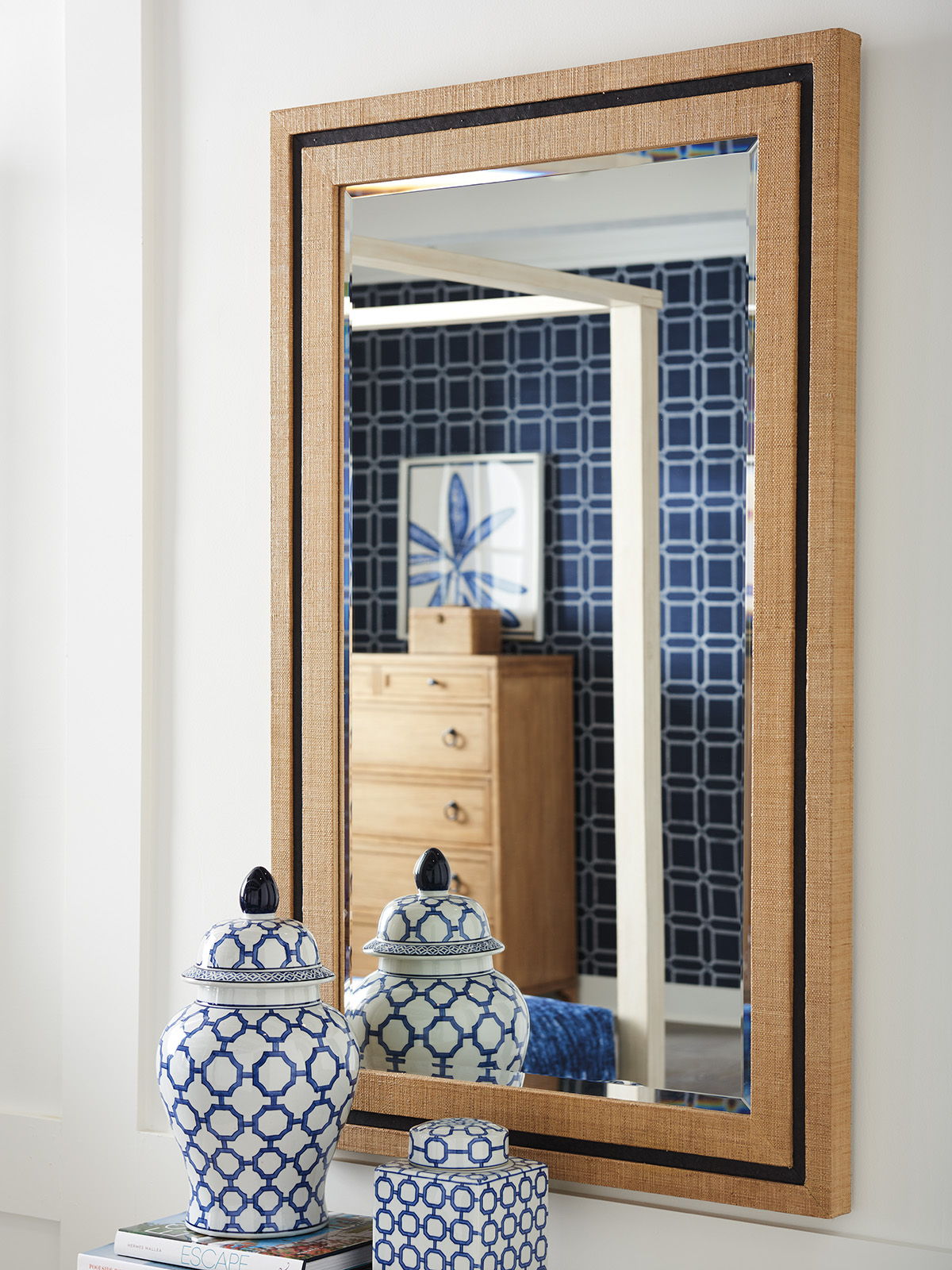 Newport - La Costa Rectangular Raffia Mirror - Light Brown